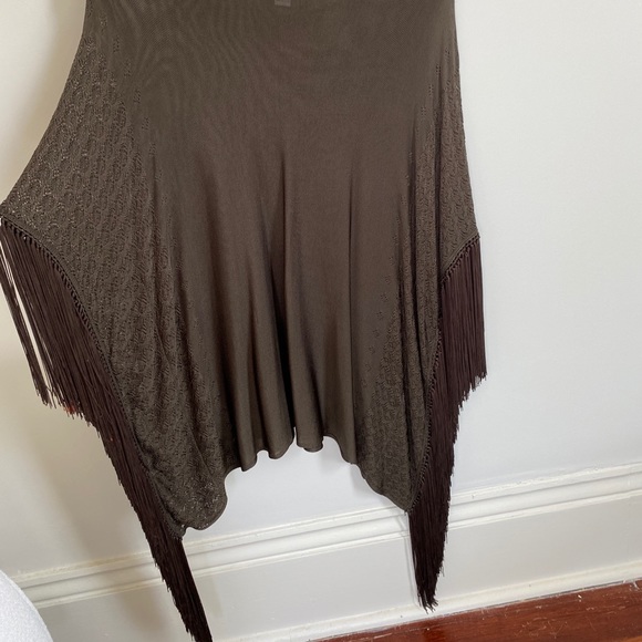 RACHEL ZOE Izzy Fringe Poncho Blouse - Army Green - Picture 6 of 13
